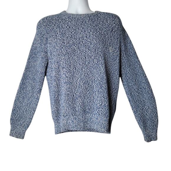 Lands’ End Men’s Drifter Sweater Blue Marled Cotton Knit Crewneck M - Picture 1 of 9